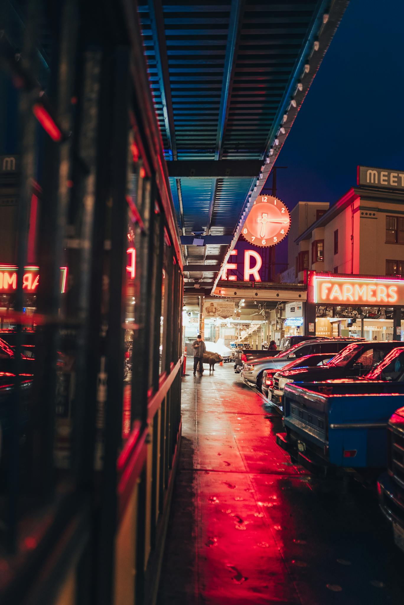 Cars Parked on Sidewalk during Night Time